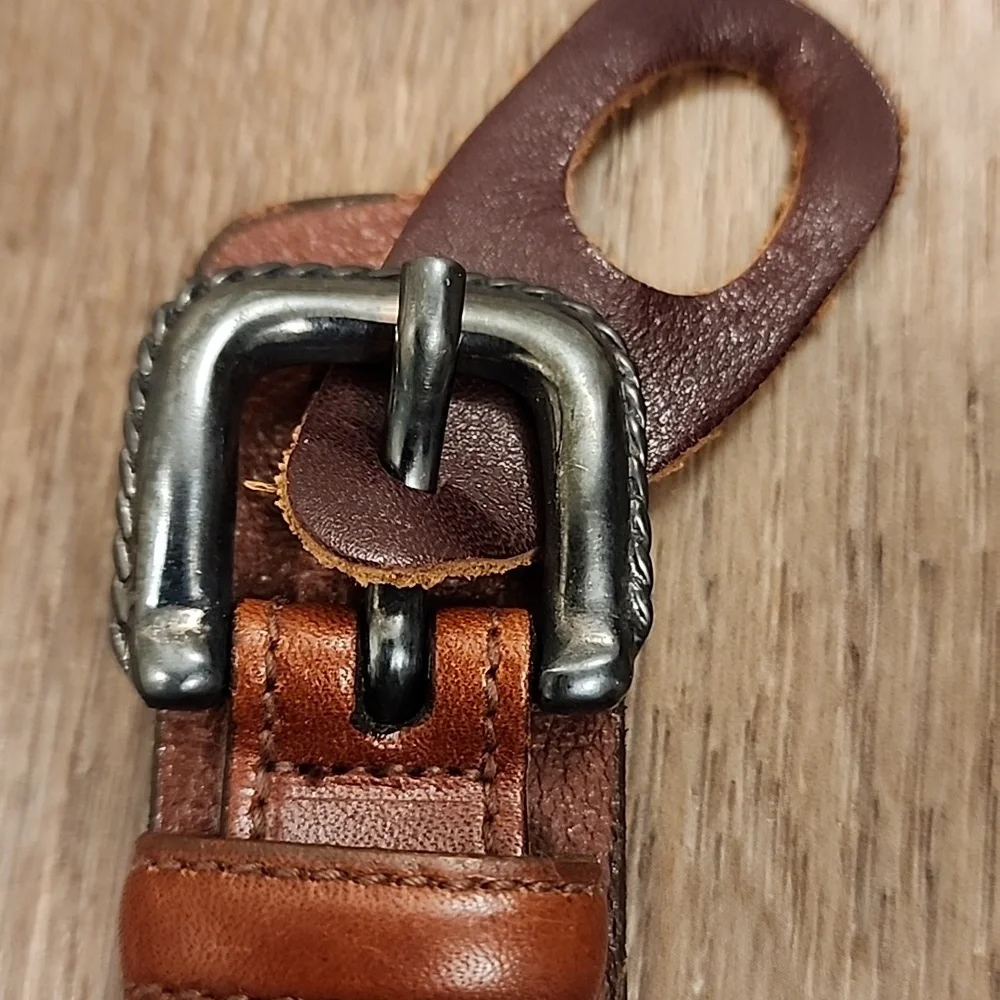 Vintage Trafalgar Belt Shrunken Oilskin Leather Handmade Cognac Brown size 30
